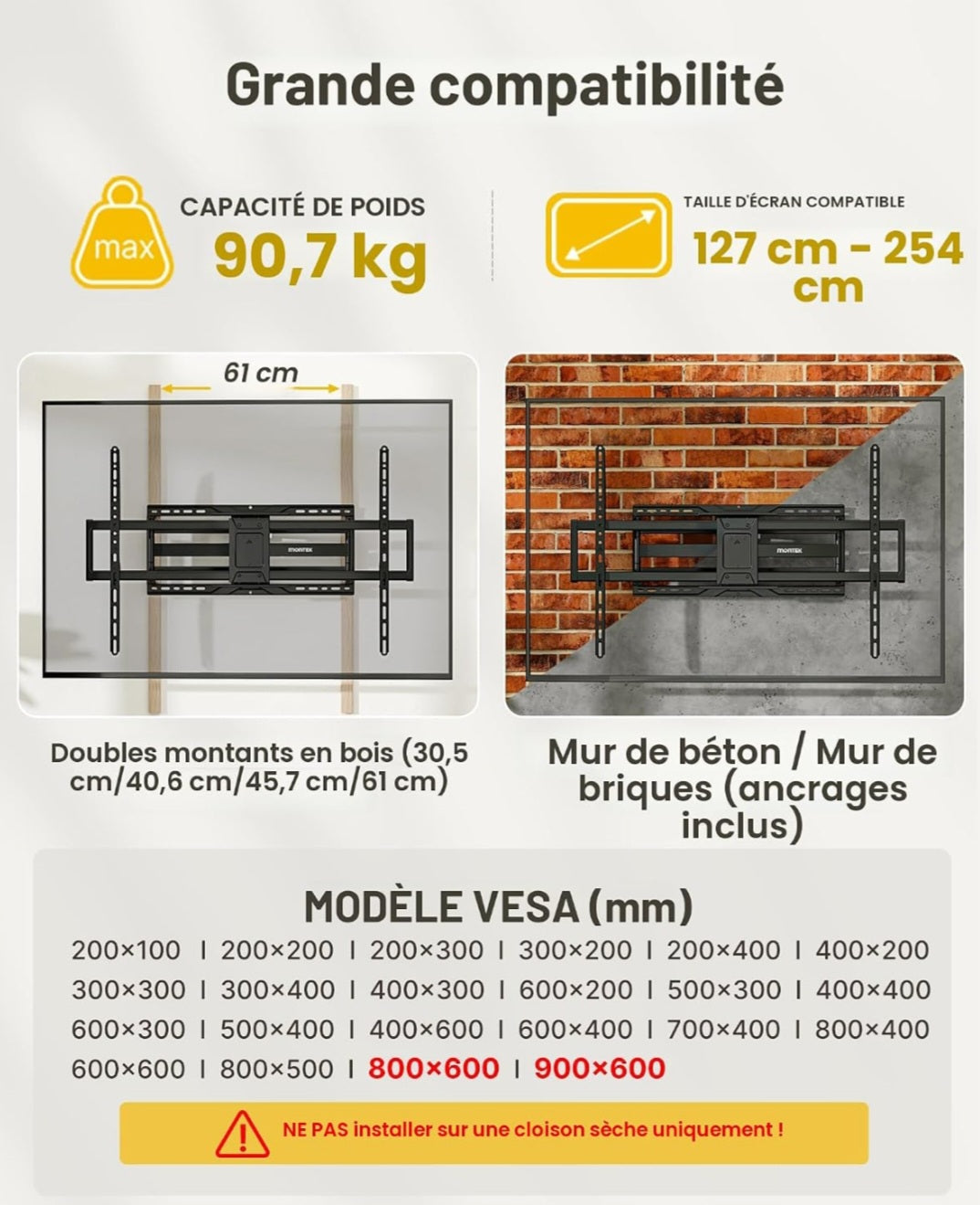 Support murale pour tv